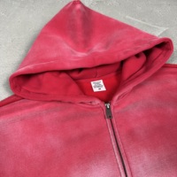 Sweat-shirt à capuche zippé personnalisé 400 GSM épais, délavé vintage, en molleton oversize pour homme, avec bords bruts et effet vieilli, style streetwear vierge