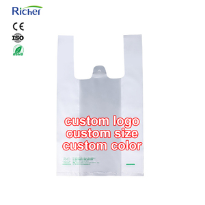 Wholesale Plastic Vest Handle Shopping Bag Custom Logo Carrier Bag for Retail Grocery Takeaway Store <b>Packaging</b> Bulk Order Supply - Product Image 1