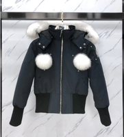 Veste d'hiver pour femme style couple avec col en fourrure de renard, veste bomber