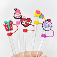 Couvre-paille en PVC mignon avec logo de dessin animé, couvre-paille en caoutchouc souple pour boissons, promotion, couvre-paille de bar à café de dessin animé