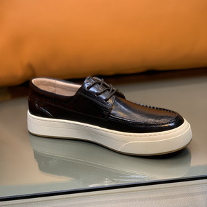 รองเท้าหนังส้นเตี้ยแบบหนังม้าสำหรับผู้ชาย, รองเท้าลำลองแนวธุรกิจชั้นสูงสำหรับผู้ชายหน้าสดใส - Product Image 6