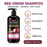 Après-shampoing Épaississant à l'Oignon Rouge 500ml Sans Sulfate Biotine Huile de Nigelle Romarin Démêlant Anti-frisottis Cheveux Doux et Brillants