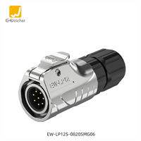 Connecteur étanche mâle/femelle E-Weichat EW-LP12 série tout métal 2-8 broches IP67 PBT pour applications d'alimentation LED 120V/125V