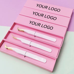 Rose Pink Diamond Grip Wimpern pinzette Pink Box Verpackung Isolation Private Label Faser spitze Volumen Wimpern pinzette - Product Image 1