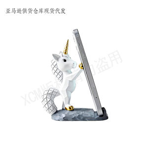 Support de téléphone géométrique licorne en résine personnalisée, cadeau décoratif pour bureau, figurine fantaisie mignonne, cadeau idéal pour les amoureux des licornes - Product Image 3