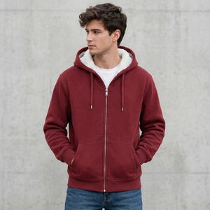 <b>Men's</b> <b>Sherpa</b> Lined Full Zip Hoodie Warm <b>Fleece</b> Hooded Sweatshirt Winter Casual <b>Jacket</b> with Front Pockets Wholesale - Product Image 1