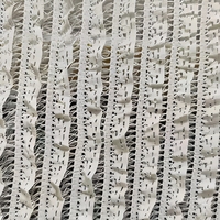 Pita Renda Bergaris Bordir dengan Pinggiran Renda Berlekuk Tipis 1-2cm Warna Putih Gading untuk Menjahit Manset Kerah DIY