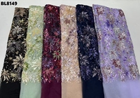 Tissu de dentelle brillant à sequins et perles pour robe de mariée, style Venezuela