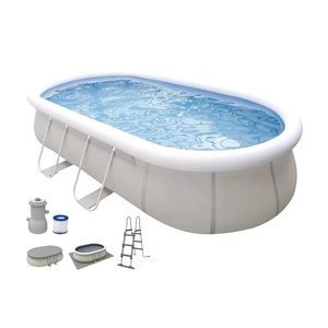 <span class=keywords><strong>Piscine</strong></span> ovale en <span class=keywords><strong>acier</strong></span> Jilong 17449 Chinook Gray, <span class=keywords><strong>piscine</strong></span> à nage sans fin dans le jardin, 540 cm x 304 cm x 106 cm - Product Image 3