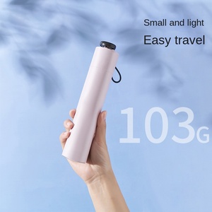 5 Bone Ultra Light Macaron Feather <b>Umbrella</b> Black Glue Sun Cover Three Folding Pencil Gift Advertising - Product Image 4