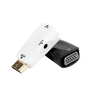 Conversor HDMI para VGA macho para fêmea, adaptador para PS4 1080P, cabo de áudio VGA, conector VGA para PC, caixa de TV