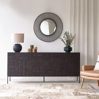 Armoire de table minimaliste en bois massif nordique sculpté, passerelle médiéval, casiers d'armoire, ménage de luxe léger