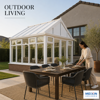 Pergola motorisée moderne en aluminium à lames orientables MEXIN, toit rétractable en verre double vitrage trempé, pour cour extérieure, villa