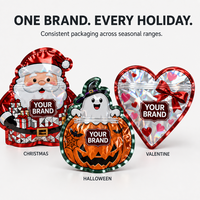 Impression numérique HD Mylarbag holographique avec fermeture éclair Emballage alimentaire de Noël Shapebag avec logo SpoutUV Matte Packaging Plasticbag