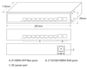 2*10/100/1000M RJ45 Ports + 8* SFP Fiber <b>Network</b> <b>Switches</b> 8-port Full Gigabit Ethernet <b>Switch</b> Use - Product Image 4
