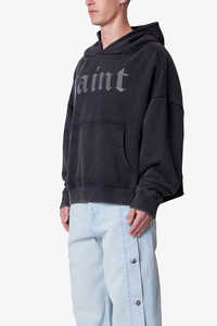 Sudadera con Capucha para Hombre, Estilo Holgado, Lavado Ácido Intenso, Apliques de Pedrería con Texto 'Saints & Sinners', 100% Algodón - Product Image 2