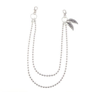 Cadena de cintura de doble capa con cuentas y colgante de pluma con diseño de cara de fantasma, accesorio de moda hip hop punk, uso casual, aleación de zinc - Product Image 4