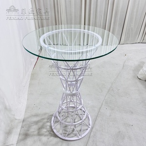 Outdoor Wedding Banquet Round Tempered Glass Top High <strong>Poseur</strong> <strong>Table</strong> White Stainless Steel Cocktail Bar <strong>Table</strong> - Product Image 6