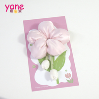 Chouchou à fleurs surdimensionné, élastique à cheveux couleur personnalisée, accessoire capillaire avec carte de présentation pour usage quotidien et cadeaux