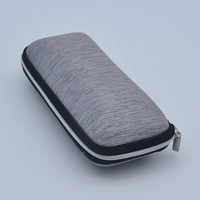 Étui à lunettes rectangulaire en tissu de lin avec fermeture éclair EVA, coque semi-rigide anti-pression, boîte de rangement portable pour lunettes de vue et de soleil