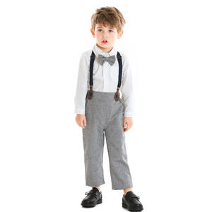 Top Qualité Solide Gris Chemise Manteau Pantalon Bébé Garçon Gentleman Ensemble pour 1 2 3 4 5 6 Ans KBLS-035 - Product Image 6