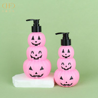 Distributeur de savon PET en forme de citrouilles roses empilées avec pompe pulvérisatrice pour savon liquide, shampoing et lotion corporelle (2 tailles)