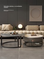 Mesa de Centro de Mármol de Lujo Nórdico, Moderna y Sencilla, de Metal Blanco y Piedra Dorada, Muebles de Salón para Cocina y Hogar