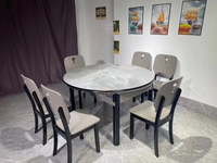 Nouvel ensemble de meubles de maison modernes en vente flash, table rectangulaire, 1 table, 6 chaises, pieds en bois, pliable