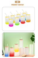 Gobelets en verre vierges pour sublimation en gros avec couvercles en bambou et pailles 12oz 16oz 17oz 20oz 25oz Droits Givrés
