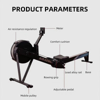 Máquina de remo comercial para gimnasio, con resistencia al aire y asiento ajustable, para entrenamiento en gimnasio y en casa, y ejercicios de empuje de cadera.