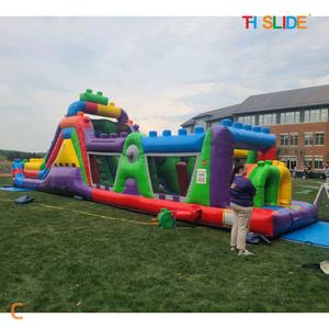 15x3m percorsi gonfiabili a ostacoli colorati di squadra di lavoro Sport giochi, commerciale buttafuori scivoli d'acqua con piscina e ostacoli giocattoli - Product Image 6