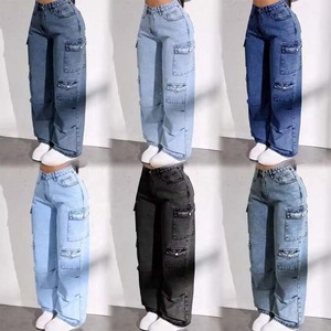 <span class=keywords><strong>Jeans</strong></span> Cargo da Donna a <span class=keywords><strong>Vita</strong></span> Alta a Gamba Larga, Pantaloni in Denim Larghi Stile Streetwear, <span class=keywords><strong>Jeans</strong></span> Dritti Personalizzati da Donna a Prezzo Basso All'Ingrosso - Product Image 1