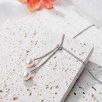 Collier en argent sterling rhodié avec 2 perles d'eau douce naturelles délicates de 8-8,5 mm, accessoires féminins tendance, vente chaude