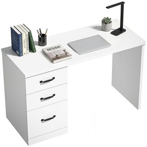 Escritorio de computadora moderno SENYU blanco con 3 cajones para estación de trabajo en casa/oficina - Product Image 1
