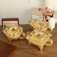Europese stijl holle metalen fruit schaal met deksel, luxe design voor thuis & hotel gebruik, bruiloft decoratie ornament