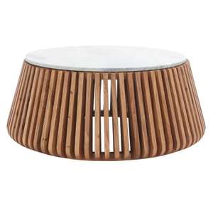 Luanne Table basse maison meubles de salon marbre blanc bois massif meilleure collection prix de gros en vrac - Product Image 1