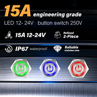 Interrupteur à bouton-poussoir LED en acier inoxydable noir, aluminium, IP65, 10A, 1NO1NC, pour ascenseur, médical, machines CNC, système de sécurité, maison