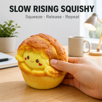 Jouet Squishy Smiley Pineapple Bun à Remontée Lente, Motif Crustes Craquelées, Anti-Stress, Cadeau de Bureau