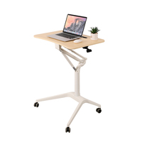 Q2A Blanc Pneumatique Jambe Unique Hauteur Réglable Bureau Debout Ergonomique Assis à Debout Bureau Mobile À Ressort À Gaz Avec Roues
