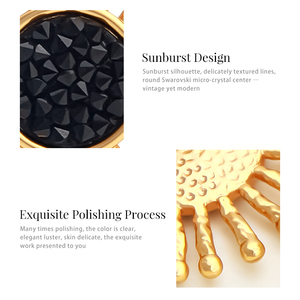Wholesale Custom Women's Delicate <strong>Black</strong> Crystal Sunburst Shape <strong>Stud</strong> <strong>Earrings</strong> Oversize Sunflower Designer Jewelry for Party - Product Image 6