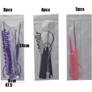 Ensemble de 8 outils de tressage de cheveux violet avec peigne à queue de rat, outil de coiffage <span class=keywords><strong>pour</strong></span> <span class=keywords><strong>tresses</strong></span>, outil de passage de cheveux, tresseurs français <span class=keywords><strong>pour</strong></span> queue de cheval - Product Image 4