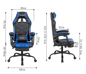 Chaises de jeu de bureau exécutives modernes en cuir PU bleu OEM en gros avec refroidissement et repose-pieds - Product Image 2