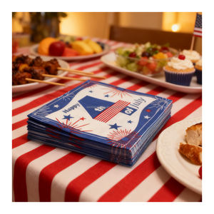 Santian กระดาษเช็ดปากแบบใช้แล้วทิ้ง3ชั้นลายเยื่อไม้แท้สำหรับฉลองวันเอกราช - Product Image 3