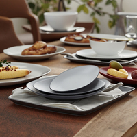 Assiettes de service en forme de bateau, pièces, usine chinoise, long, gris et noir, pour restaurant et hôtel