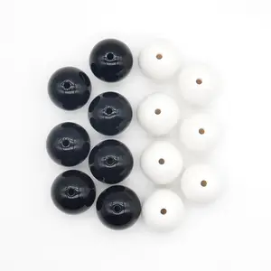 Cuentas acrílicas blancas y negras de 4mm-30mm con agujero para guirnaldas de joyería que hacen decoración del hogar
