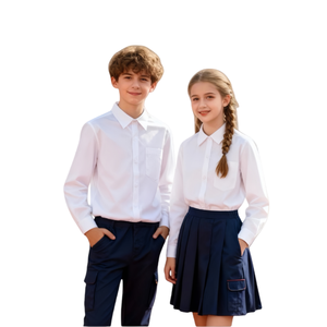 NEW <span class=keywords><strong>HOPE</strong></span> Kinder Unisex Individuelles Logo Anti-Pilling Hochwertiges Weißes Hemd-Schuluniform-Oberteil-Ganzjährig Langärmliges Baumwollhemd - Product Image 6