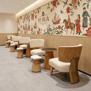 Contemporary Wood Restaurant Chair <b>Set</b> With Cushioned Seat And <b>Round</b> <b>Table</b> <b>For</b> <b>Dining</b> Area Modern Design Commercial Furniture - Product Image 1