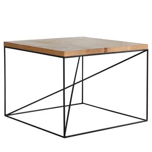 Soggiorno in legno loft industriale in acciaio nero di caffè quadrato divano tavolino fornitore di mobili Ningbo