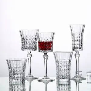 Vidros De Água Potável Personalizados Único Italiano Diamante Forma Flautas De Champanhe Cálice De Vinho Copo De Cristal Conjunto De Vidro De Vinho Tinto