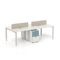 Bureaux de personnel en PVC en forme de bar, personnalisables 2/4/6 places, avec armoires latérales, combinaison libre, boîte à rubans détachable, bureau moderne